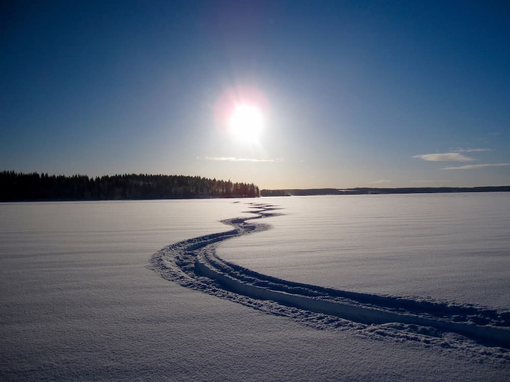snow with tire tracks